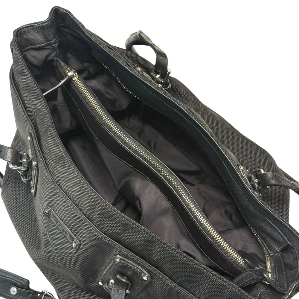 Tumi Laptop Travel Tote w/ Adjustable Straps in Black - Canvas w/ Leather Trim - Picture 8 of 12